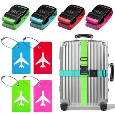 Imagem de A AIKOOL Conjunto de alças de bagagem e etiquetas de bagagem, pacote com 8