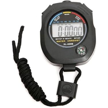 Imagem de Cronômetro Digital Esportivo XL-009B, Resistente à Água, com Bússola, Alarme e Precisão 1/100s, Display LCD