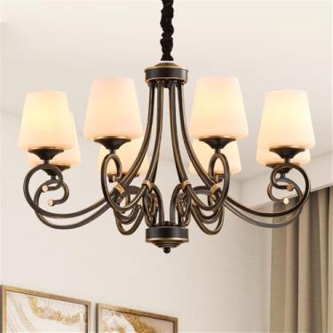 Imagem de Ustre E Lâmpada Pendente LED De Luxo: Estilo Retro Americano Com Toque Europeu, Ideal Para Sala De Estar, Restaurante, Quarto, Estudo, Villa, Hotel E Café (G 8 luzes)