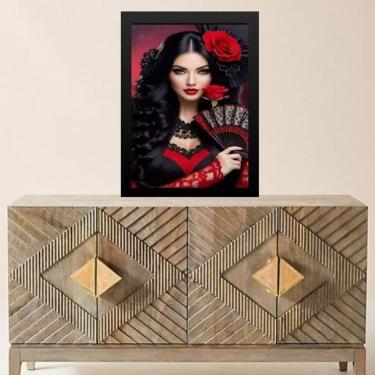 Imagem de Quadro Pombagira Cigana Rosa Vermelha 45X34Cm - Com Vidro