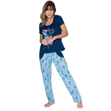 Imagem de Pijama Alice Estampado Vekyo Roupa Para Dormir Inverno Calça Longa E M