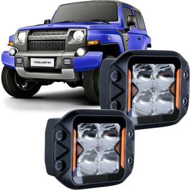 Imagem de Farol Auxiliar Embutido Offroad Jeep Troller 4 Leds 20W 1800Lm 12/24V 
