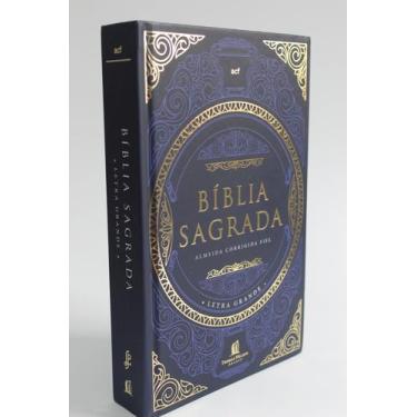 Imagem de Bíblia Sagrada ACF Letra Grande Luxo Azul com Dourado  Tesouro Sagrado