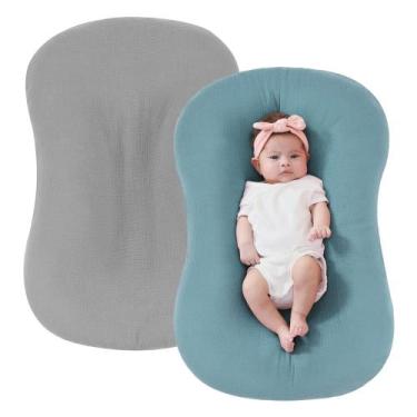 Imagem de Capa de espreguiçadeira Muslin para bebês FUNUPUP 80x54cm Cinza Azul
