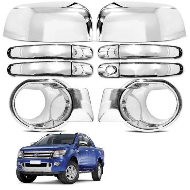 Imagem de Kit Aplique Cromado Maçanetas Retrovisor Milha Ranger 2013