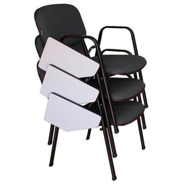 Imagem de 03 Cadeiras Escolar Universitária Linha Hotel Auditório Marrom