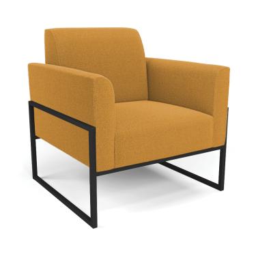Imagem de Poltrona Sala Estar Industrial Alta Preto Marisa Bouclê Mostarda D03 - D'Rossi