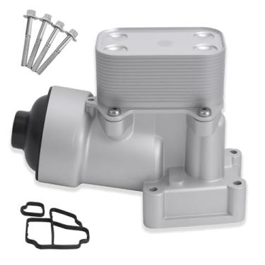 Imagem de ZONFANT Conjunto de filtro de refrigerador de óleo de motor de alumínio atualizado compatível com veículo VW Audi Amarok Passat 2.0L 2012-2014 A3 Q3 2.0L, substitui #03L115389H 03L-115-389-H