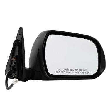 Imagem de Espelho lateral do passageiro compatível com Toyota Highlander 2008-2013 3 pinos com vidro elétrico manual dobrável preto retrovisor lateral direito substitui TO1321245
