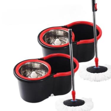 Imagem de Esfregão De Desidratação Automáticogiratório Grauscom Bucket (Kit:2 Inox preto)