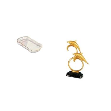 Imagem de Fenteer Bandeja de Comida Moderna para Penteadeira E Estatueta de Golfinho, Armazenamento Decorativo para Banheiro, Cozinha, Escritório, Mesa E Armário de