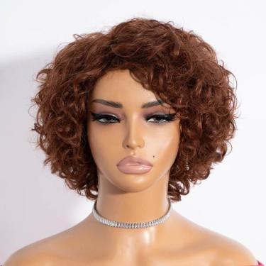 Imagem de Peruca Rebecca Fashion Short Curly Bob Cabelo humano marrom avermelhad