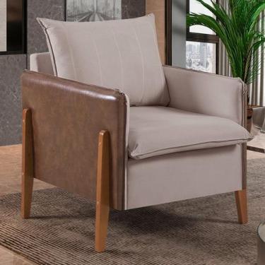 Imagem de Poltrona Monalisa Pés em Madeira Maciça Detalhe material sintético - M