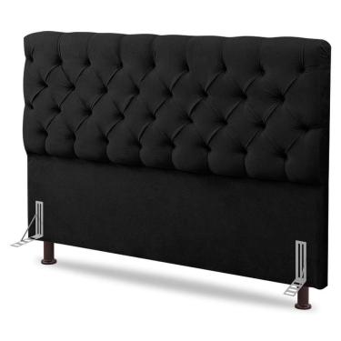 Imagem de Cabeceira Cama Box Casal Queen Size Lylla 160cm Capitonê Com Frame Suede Preto - Desk Design