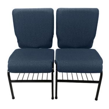 Imagem de 02 Cadeiras para Igrejas c/ Porta Biblía e Porta Cálice Azul