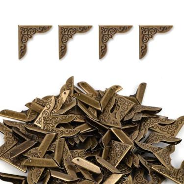 Imagem de 80 peças de protetores de canto de livro, capas de canto de livro de metal vintage, protetor decorativo de borda de foto dourada com acessórios de caixa de armazenamento para pasta de arquivos de menu