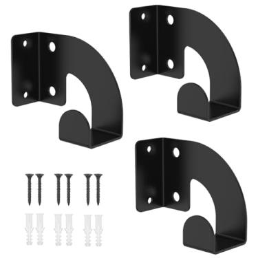 Imagem de Pacote com 3 suportes de motosserra, ganchos de armazenamento resistentes para montagem na parede, instalação horizontal vertical para jardim, oficina, armazenamento de ferramentas de quintal