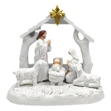 Imagem de Sclmgo Enfeite de Presépio de Jesus - Decoração para Sala de Estar com Tema Natalino em Estilo Fazenda