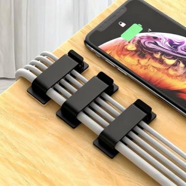 Imagem de Caixa de gerenciamento de cabos, organizador de cabos para mesa – caixa de cobertura de cabos com 5 tomadas, escondedor de cabos de mesa para organizar tiras de energia, cabos para escritório em casa