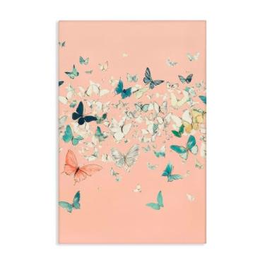 Imagem de Stupell Industries Arte de parede de borboletas blush sobre tela rosa, design por Petal Prints Design, 91 x 61 cm