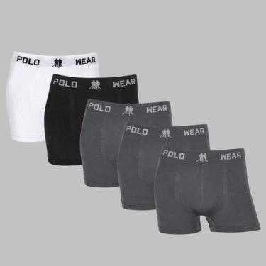 Imagem de Kit 5 Cuecas Boxer Polo Wear Masculino Original Premium Lisa, 1branco,
