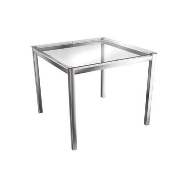 Imagem de Mesa De Sala Jantar Reno M002 Aço C-tampo Vidro 90x90cm Cromada - Kappesberg