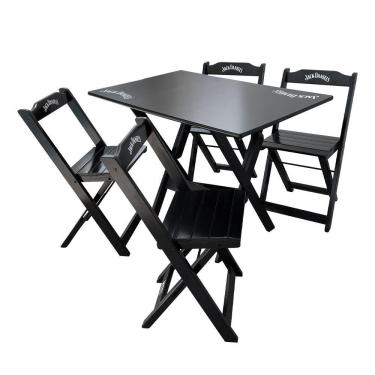 Imagem de Conjunto Mesa Dobrável Madeira 110x70 Com 4 Cadeiras Jack Preta