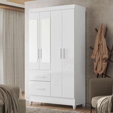 Imagem de Guarda Roupa Infantil Ambiente Madri 4 Portas Branco Flex Com Espelho - Moval