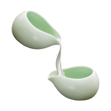 Imagem de Sgphrzlt Pacote com 2 minijarras de cerâmica para xarope de leite, molheteira pequena de 85 g, tigela de molho de porcelana para chá e café, acessórios para dispensador de servir, verde