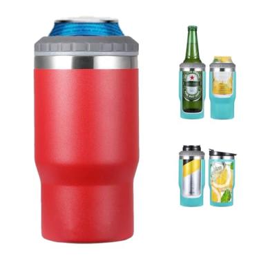 Imagem de Gteller Isolador de lata de 410 ml, tampas de duas vias de aço inoxidável isolado, suporte de garrafa de cerveja (vermelho)