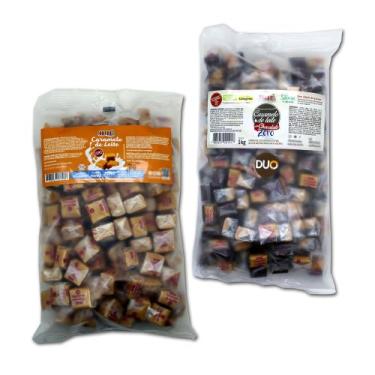 Imagem de Bala de caramelo de leite puro e com chocolate diet 1kg cada - Hué
