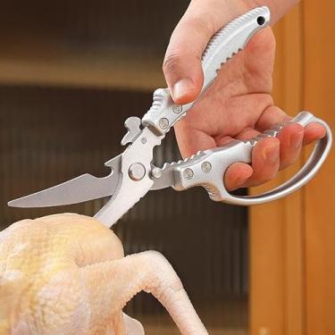 Imagem de Tesoura de cozinha de aço inoxidável – Tesouras profissionais de cozinha e aves, corte fácil, ossos de frango, carne, papelão, legumes