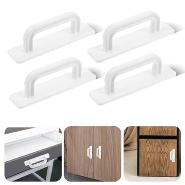 Imagem de Pacote com 4 alças adesivas para armário – Pegas brancas para armário e cola, alça adesiva para armários, armário, vidro, deslizante, porta de chuveiro e maçaneta de janela