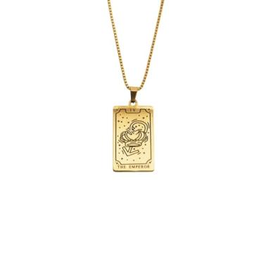 Imagem de Luva Jewelry Colar feminino com cartão de tarô - pingente espiritual banhado a ouro 18K - impermeável antimanchas - colar de astrologia - presente místico de Natal, Small, Aço inoxidável, Sem Pedra