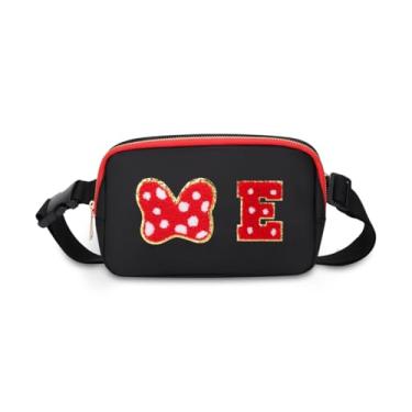 Imagem de Pochete com laço de mouse com letra inicial, presentes fofos de aniversário de Natal para meninas, filhas, mulheres, bolsa transversal à prova d'água para meninas, bolsa de cinto personalizada para