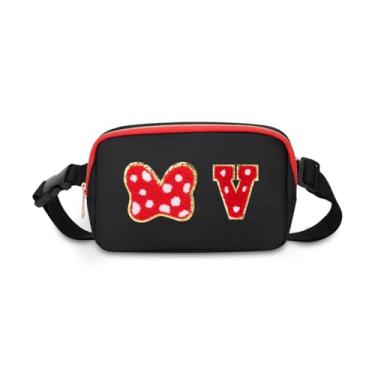 Imagem de Pochete com laço de mouse com letra inicial, presentes fofos de aniversário de Natal para meninas, filhas, mulheres, bolsa transversal à prova d'água para meninas, bolsa de cinto personalizada para