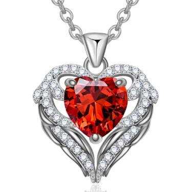 Imagem de Colares com pingente de cristal de pedra do mês de nascimento para mulheres, presente de aniversário dos namorados, dia das mães, colar de namorada, joia de coração de filha, aniversário para ela, ON