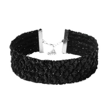 Imagem de DATOA Colar grosso e sexy, gola curta, brilhante, com lantejoulas grossas, gargantilha, bijuteria de festa para mulheres, Zinco, Sem Pedra Preciosa