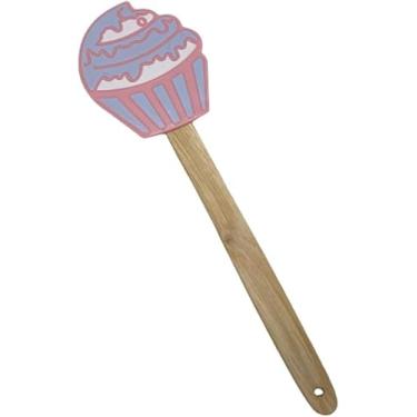 Imagem de Espátula de Silicone Com Cabo De Madeira Decorada Cupcake (Azul) (Rosa)