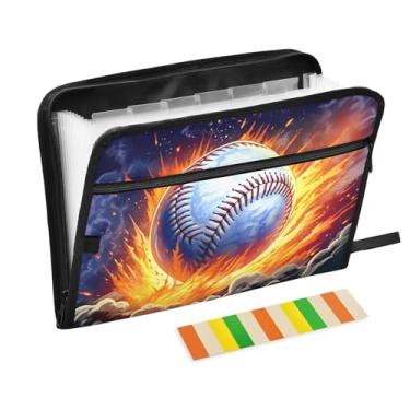 Imagem de Wassud Old Baseball Organizador de arquivos sanfonado com 13 bolsos, pastas expansíveis com abas e adesivos, organizador de pastas de documentos de recibo de papel tamanho carta A4 para viagens de