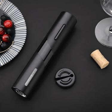 Imagem de Abridor de Vinho Elétrico com Aerador, Cortador de Lacre e Rolha de Vedação, Preto, 4 Peças, Alimentado por Pilhas AA