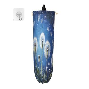 Imagem de xigua Suporte de parede para saco plástico de dente de leão com cordão, pacote com 2, organizador de sacolas de supermercado reutilizável para bolsas, meias, roupas íntimas e gravatas