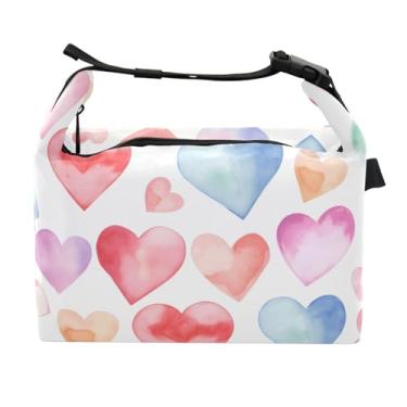 Imagem de Lancheira para mulheres, homens, lancheira isolada, reutilizável, para escritório, piquenique, atividades ao ar livre, dia dos namorados, corações