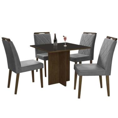 Imagem de Mesa de Jantar Los Angeles 90x90cm com 4 Cadeiras Minas Plac Cor Canel