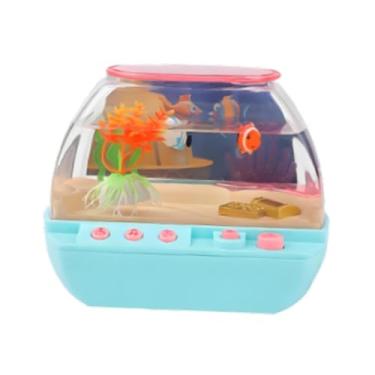 Imagem de oshhni Aquário de brinquedo para crianças, conjunto de aquário divertido com som e luz, simulador de aprendizado precoce para meninas, meninos e crianças, Azul