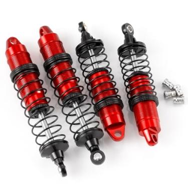 Imagem de WEFEINO 4Pcs Aluminum Front & Rear Shock Set RC Dampers Upgrade Parts for Losi 1/16 Mini-B 1/18 Mini-T RC Car Buggy (Red + Black)