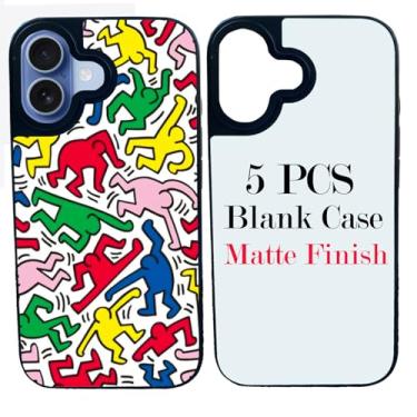 Imagem de JUSTRY 5 peças de capa de telefone em branco de sublimação capas de celular compatíveis com iPhone 17, 6,3 polegadas, fácil de sublimar, faça você mesmo, 2 em 1, capa móvel de TPU macio 2D + inserções