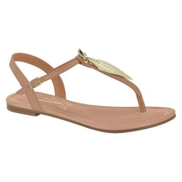 Imagem de Sandália Rasteira Feminina Vizzano – Detalhe Folha em Pelica, Confortável, Macia e para o Dia a Dia (Nude - Clear, BR, Adulto, Numérico, 37)