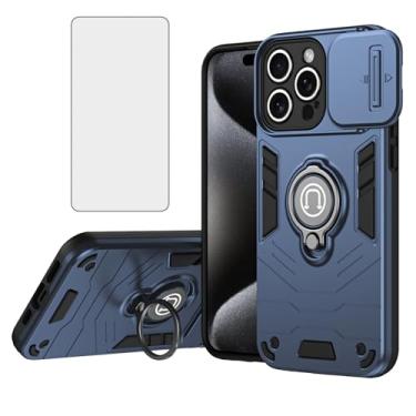 Imagem de Asuwish Capa de telefone para iPhone 16 Pro de 6,3 polegadas com protetor de tela de vidro temperado capa para câmera fina suporte magnético robusto suporte de celular híbrido resistente borracha i