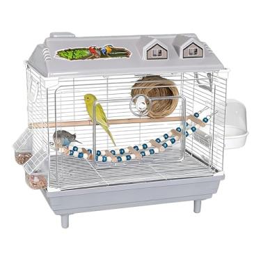 Imagem de Gaiola de periquito para pássaros | Porta-calopsitas portátil transparente, gaiola de pássaro de periquito com mastro de - para tentilhões de pássaros internos e araras de cacatua